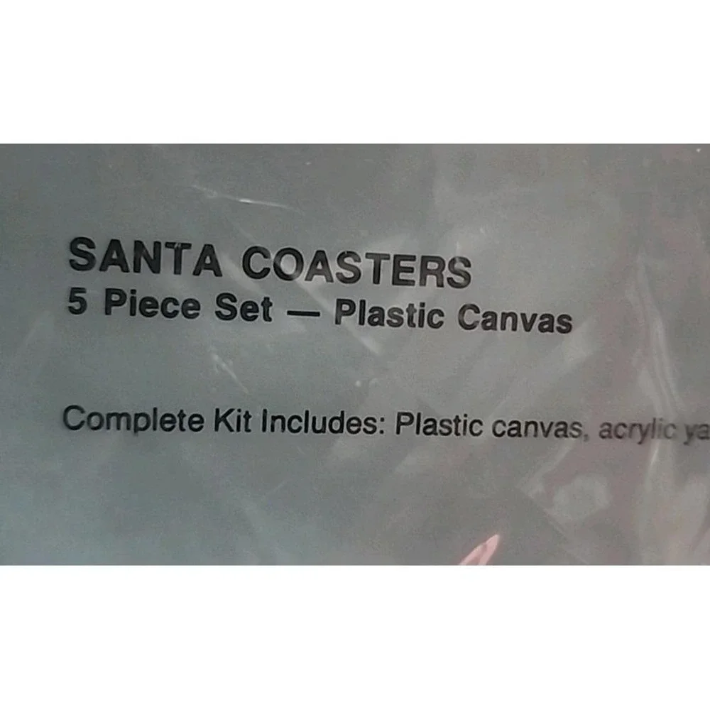 1991 Bucilla Santa Coaster Craft Kit VTG Christmas Plastic Canvas Needlecraft